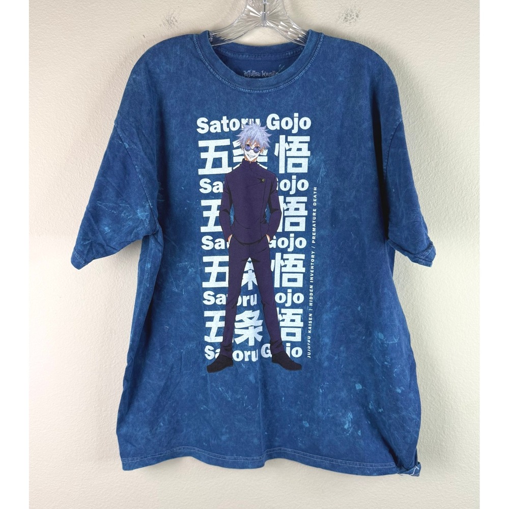 Jujutsu Kaisen T-Shirt Mens L Satoru Gojo Hidden Inventory Blue Acid Wash Tee